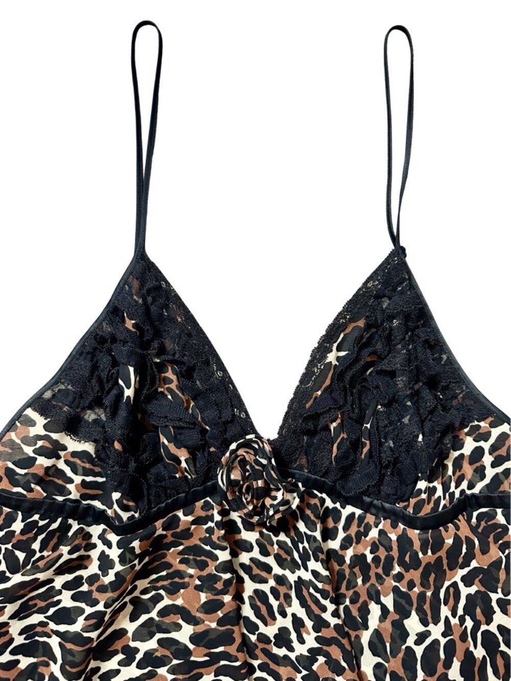 🎀 Vintage Betsey Johnson Y2K Leopard Print Lace Tiered Babydoll Dress - Picture 5 of 6